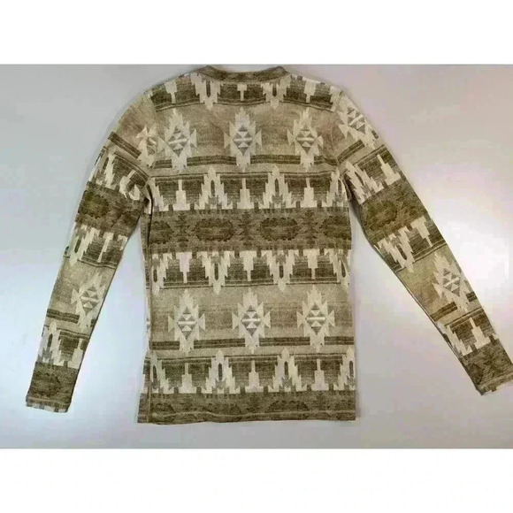 LRL Lauren Jeans Co Women’s Aztec Southwestern Mesh Ruffle LongSleeve Top Medium - Picture 8 of 12